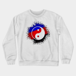 Paint Splatter Polyamory Pride Flag Yin and Yang Symbol Crewneck Sweatshirt